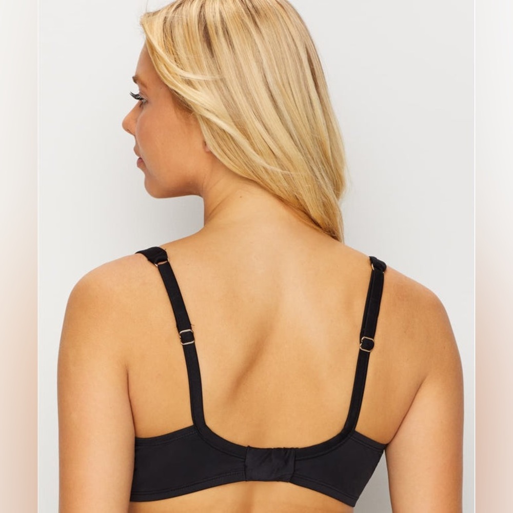 Miraclesuit Solid Surplice Bikini Top In Black Size 36D - Picture 2 of 10